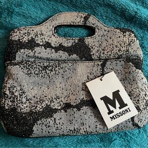 MISSONI Black & Silver Sparkle Women’s Top-Handle Clutch